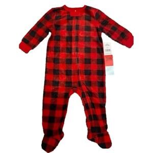 Eddie Bauer Baby Fleece Sleeper Holiday Black Red 9 Month’s NWT